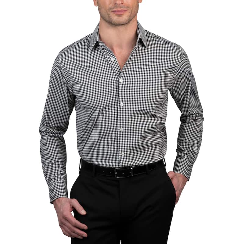 Ben Sherman Men's Check Wrinkle-Resistant Dress Shirt - Regular Fit - S 32/33 - White