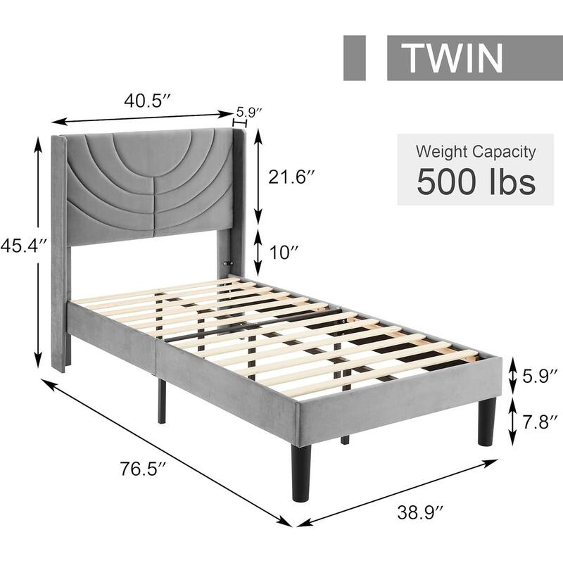 VECELO Bedroom Sets 3-pieces Bedroom Set with Height Adjustable Upholstered Bed and Nightstands Set of 2