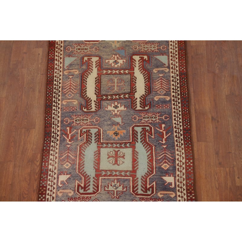 Tribal Ardebil Persian Vintage Runner Rug Handmade Wool Carpet - 2'5" x 9'6"
