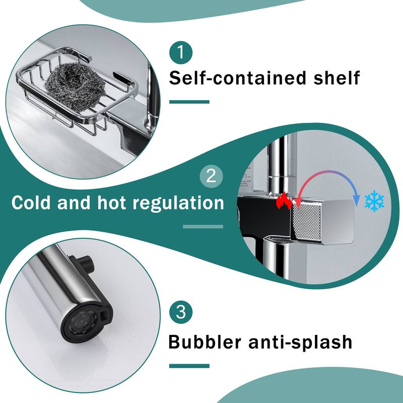 High Arc Pull-Down Kitchen Faucet - Single Hole Stainless Steel, Modern Sink Faucet