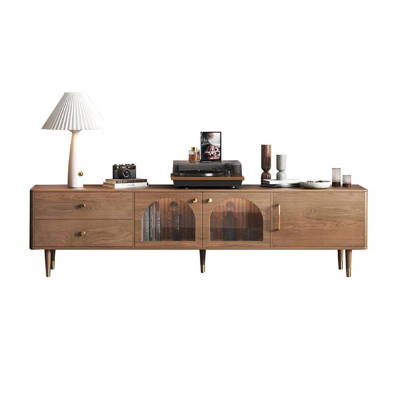 JASIWAY Modern TV Stand with Solid Wood Feet