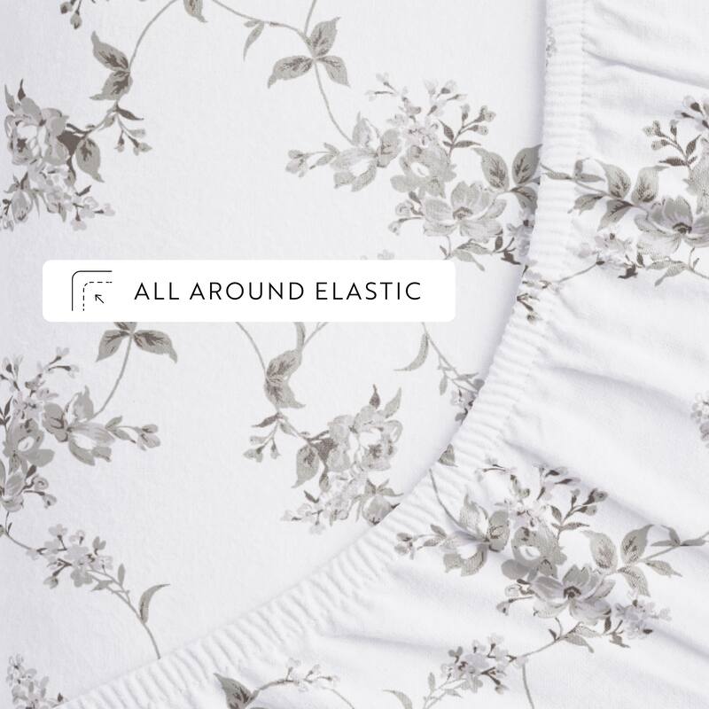 Becky Cameron Sylvan Rose 4 Piece 100% Cotton Brushed Flannel Deep Pocket Bed Sheet Set