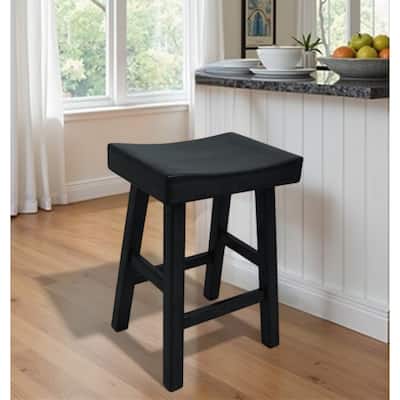 HomeRoots 25" Solid Wood Backless Counter Height Bar Chair