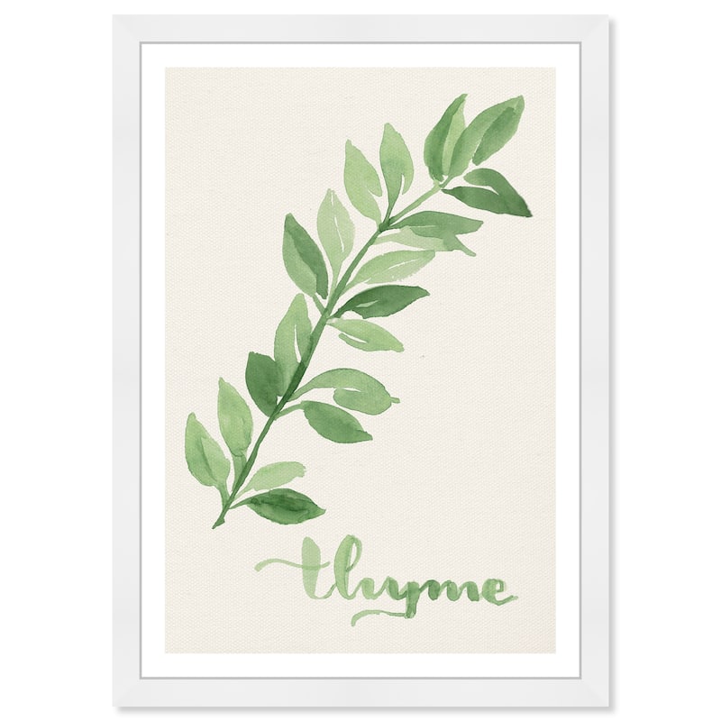 Wynwood Studio 'Thyme Leaves' Food and Cuisine Green Wall Art Framed Print