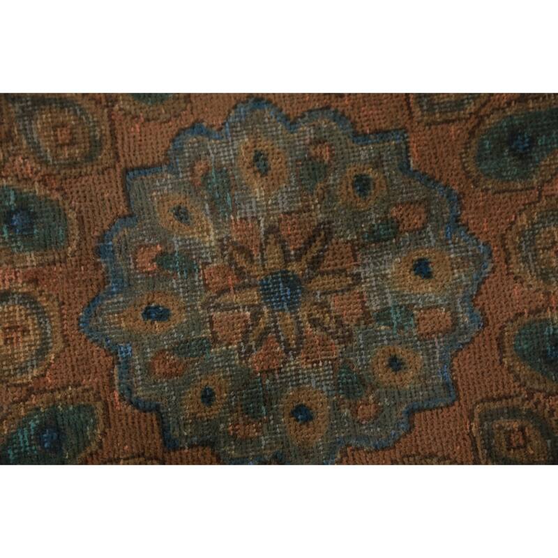 Orange Medallion Tabriz Persian Area Rug Hand-Knotted Wool Carpet - 9'7"x 12'10"