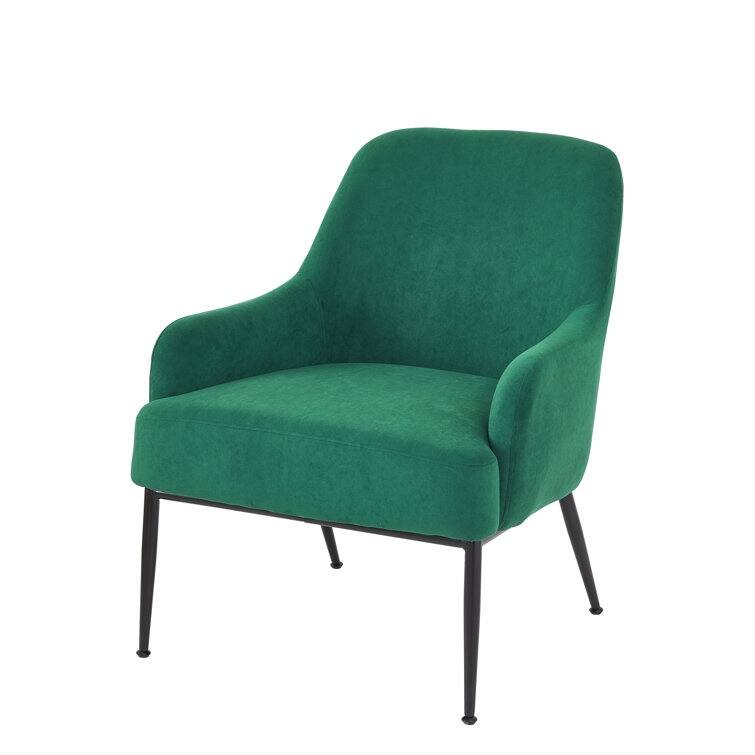 Luxury and Elegance Velvet Armchair Solid and Engineered Wood with Black Metal Legs Dense Foam and Heavy Webbing