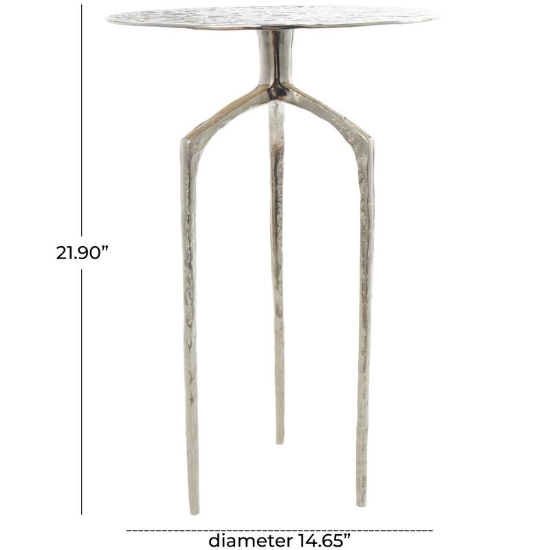 Silver, Gold or Gray Aluminum Metal Slim Textured Geometric Accent Table