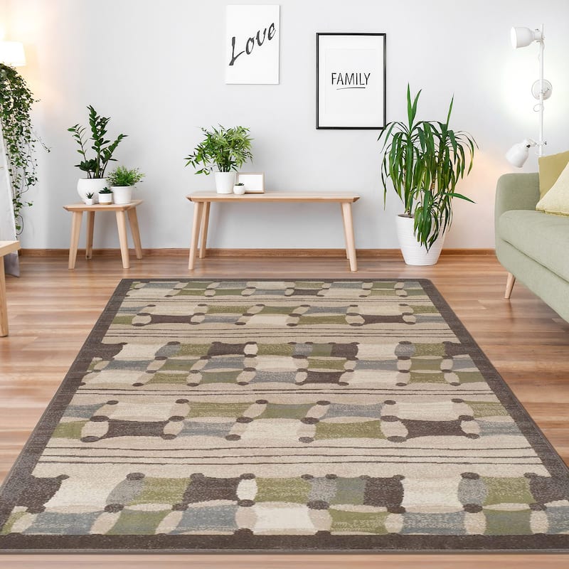 Superior Axton Modern Geometric Indoor Area Rug Collection - 4' x 6' - Brown