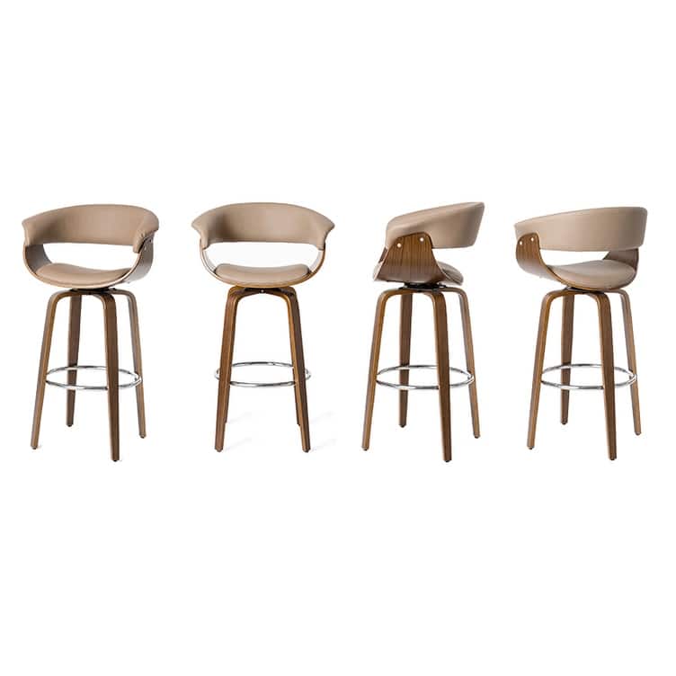 Glitzhome Set of 2 or 4 Modern Counter & Bar Height Wooden Swivel Bar Stools