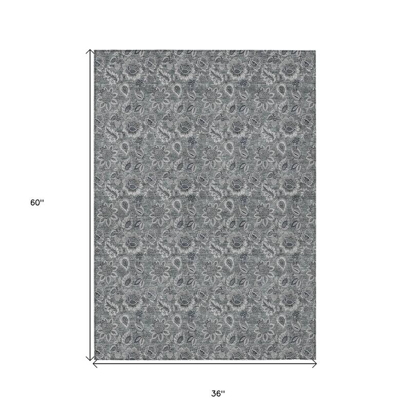 HomeRoots Floral Transitional Rectangle Outdoor Rug