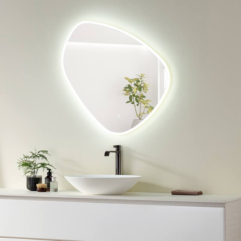 Altair Rasso Novelty Frameless Modern Bathroom Vanity LED Lighted Wall Mirror