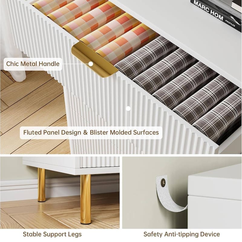 Modern Design 5 Drawer Dresser, Storage Cabinet for Bedroom, Living Room, Closet, Hallway