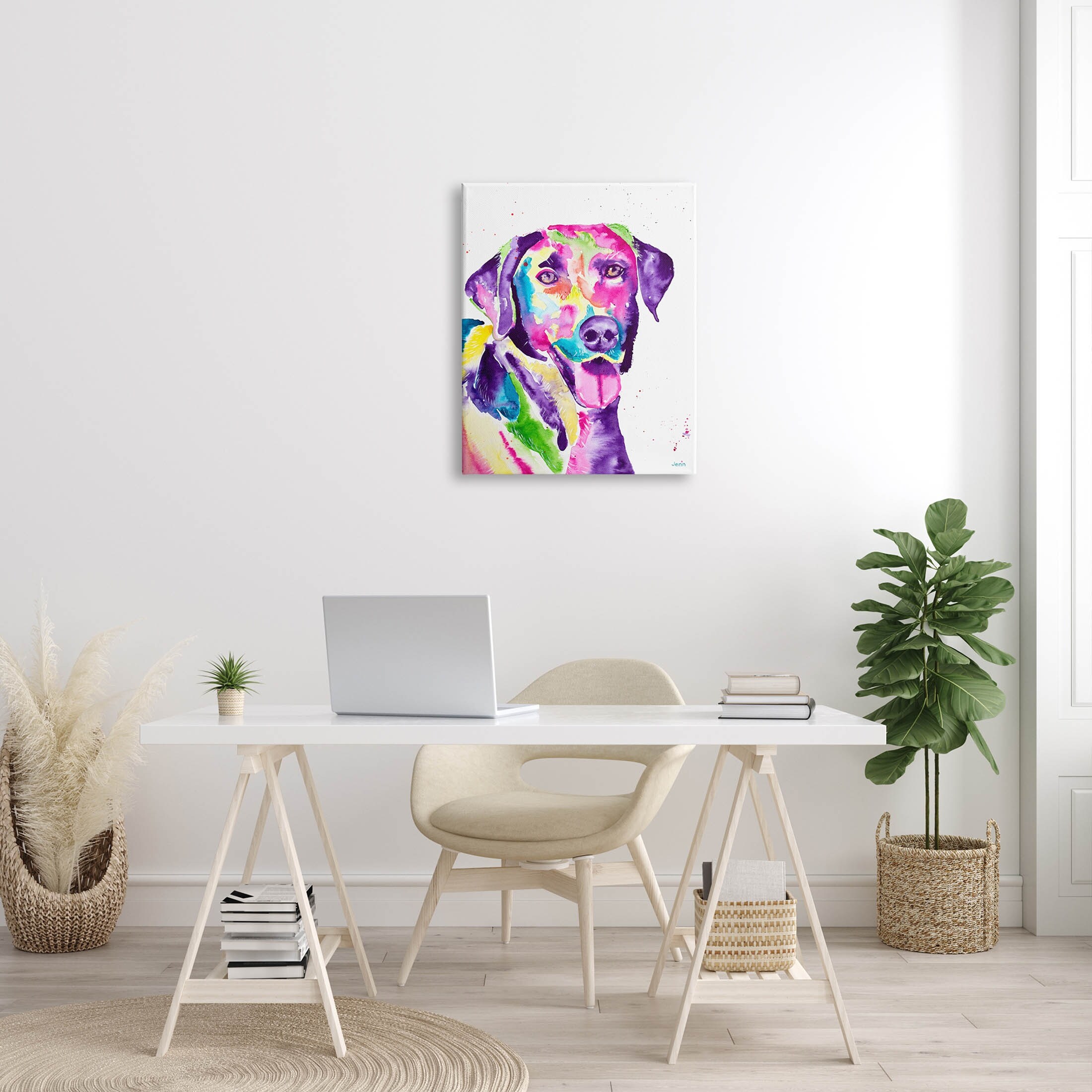 Quadro Su Tela Stupell Industries 'Happy Retriever' – Cane Labrador Viola – Design Di Jen Seeley – 30x40 Cm Pronto Da Appendere - 3