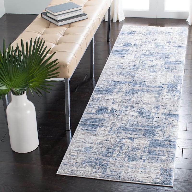 SAFAVIEH Amelia Marjolene Modern Abstract Rug - 2'2" x 12' Runner - Blue/Grey