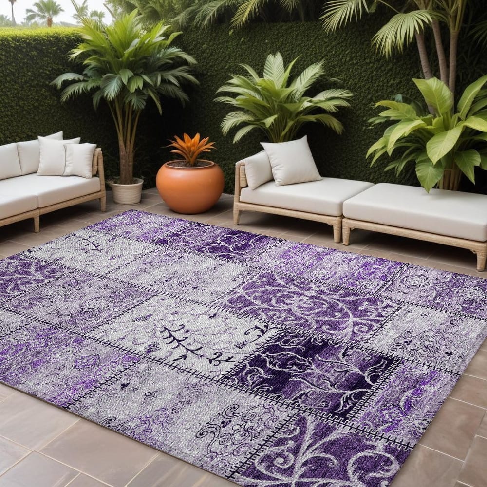 Mana Patchwork Weather Resistant Blended Style Outdoor Rug