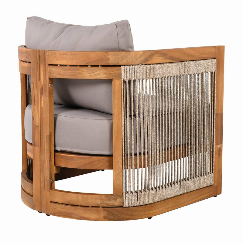4-Piece Outdoor Wood Conversation Sofa Set with Coffee Table, Cushions