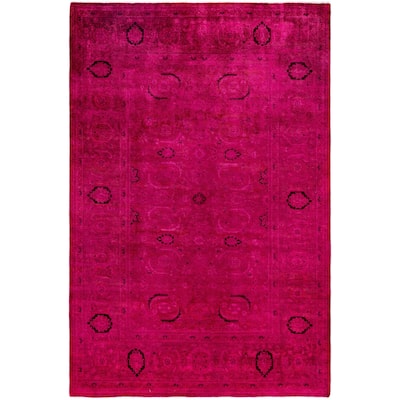 Overdyed One-of-a-Kind Hand-Knotted Area Rug - Purple - 6' 1" x 9' 1"