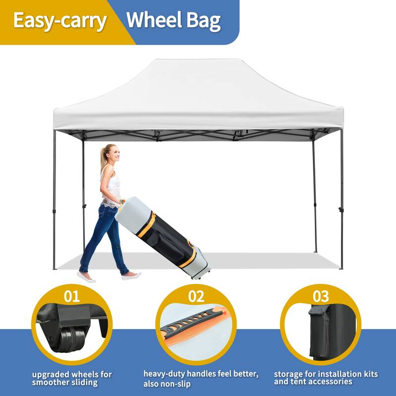 Clihome 10x15 Pop Up Canopy Tent with 4 Sidewalls, 3 Height Adjustable Outdoor Party Event Tent