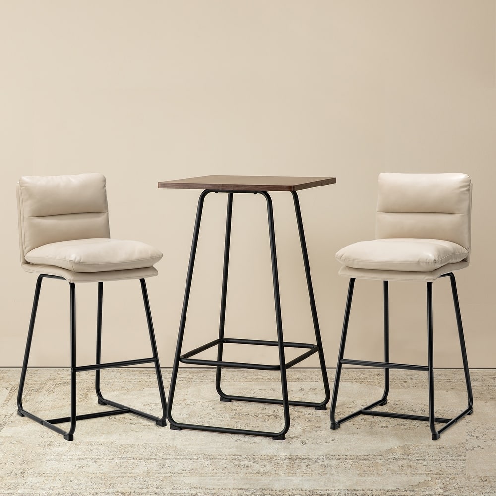 Glitzhome Industrial Modern Set of 3 Pub Table Set with 41"H Square Bar Table and Stools