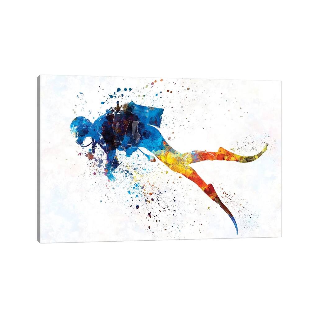 iCanvas "Scuba Diver In Watercolor I" by Paul Rommer Canvas Print