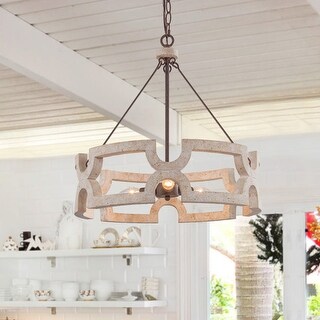 Cartref Weathered Wood Geometric 3-light Chandelie