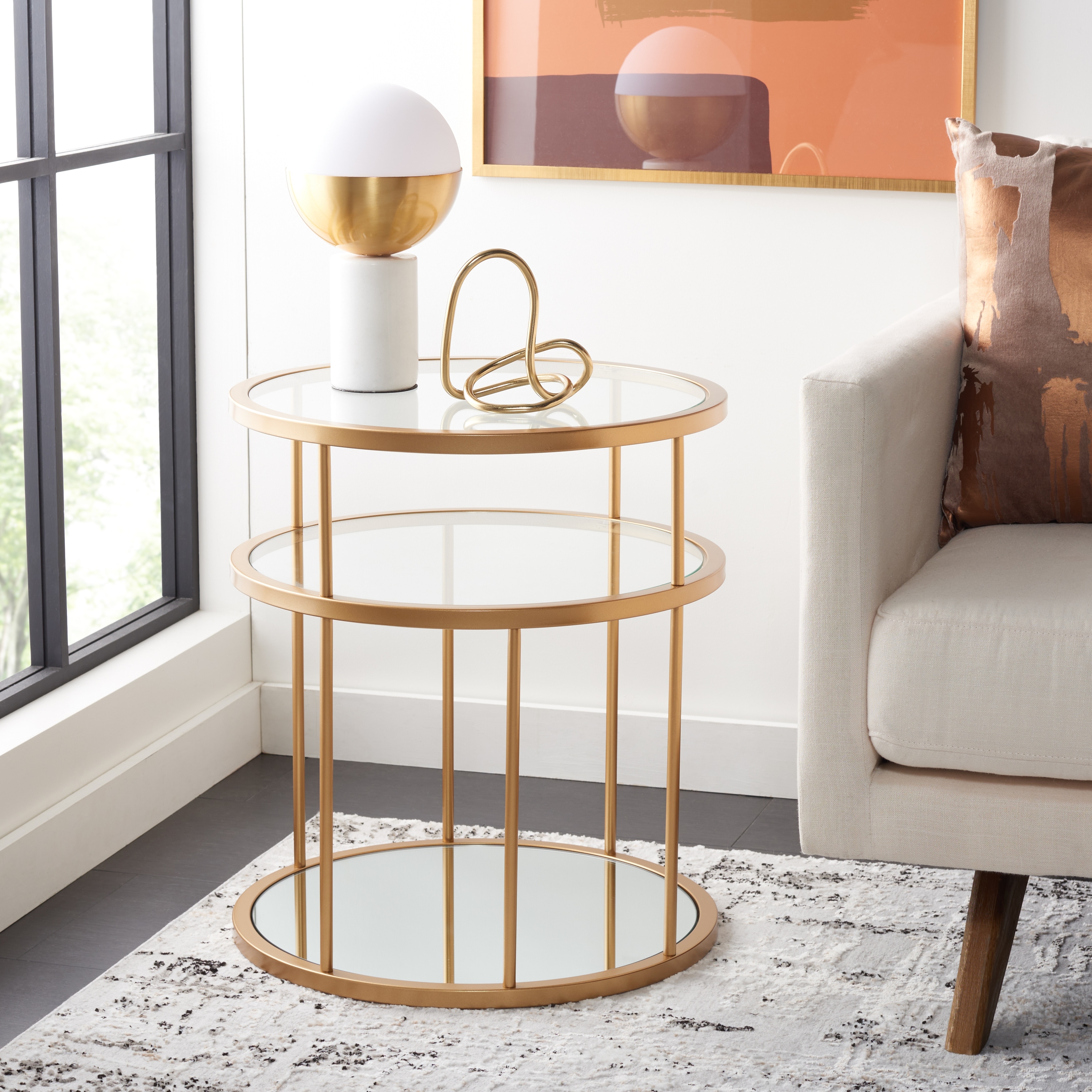 SAFAVIEH Zada 3 Shelf Accent Table - 20" L x 20" D x 23" H - 20Wx20Dx23H
