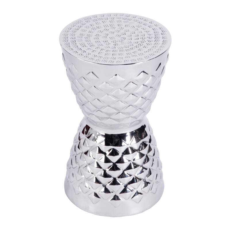 Hudson Drum End Table - Polished Silver
