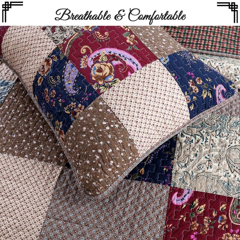 Cozy Line Hyler Patchwork Cotton 3 Piece Reversible Quilt Bedding Set
