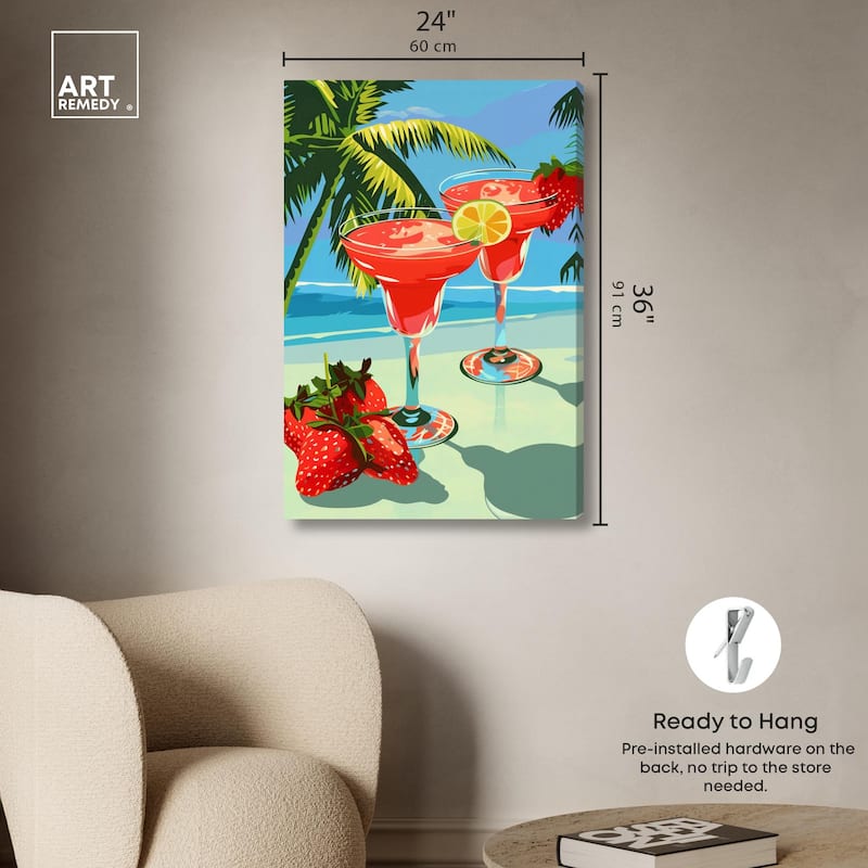 Strawberry Daiquri Breeze Canvas by Art Remedy, Gallery Wrapped