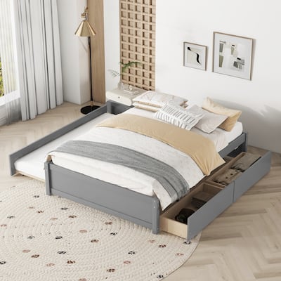 Bed with Twin Size Trundle and Two Drawers