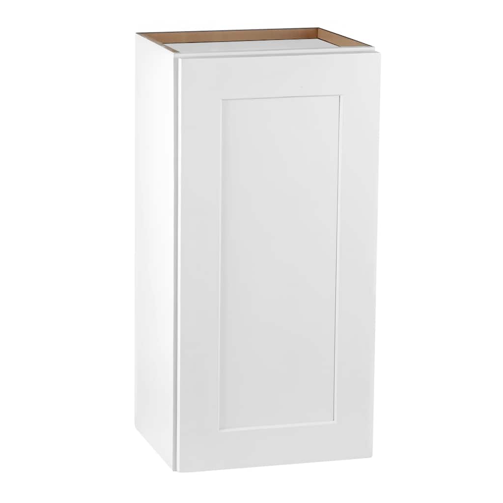 White Solid Wood Single Door Wall Cabinet 1 Door and 2 Shelves for Kitchen Storage, Adjustable Shelves (12"W×12"D×30"H)