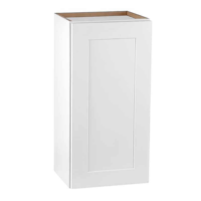 White Solid Wood Single Door Wall Cabinet 1 Door and 2 Shelves for Kitchen Storage, Adjustable Shelves (12"W×12"D×36"H) - White