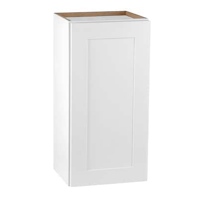 White Solid Wood Single Door Wall Cabinet 1 Door and 2 Shelves for Kitchen Storage, Adjustable Shelves (21"W×12"D×36"H)