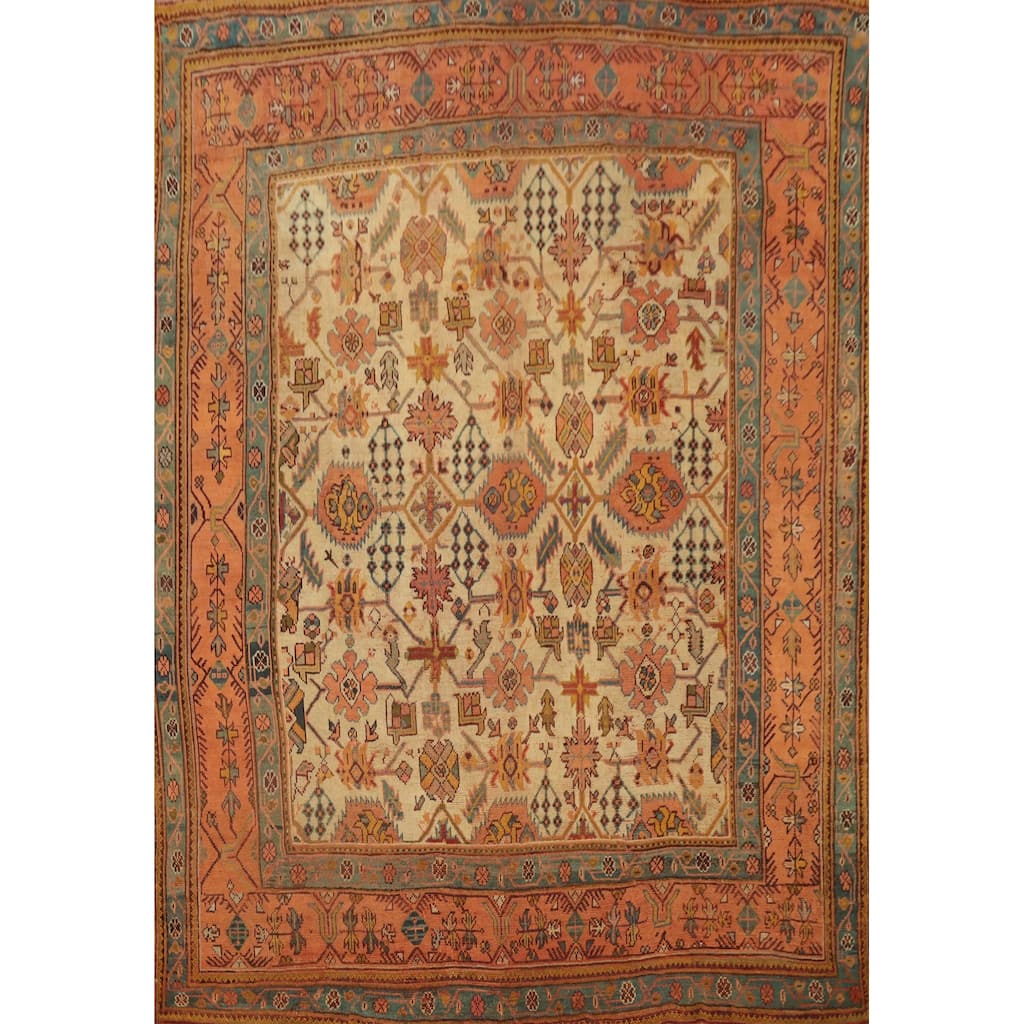 Hand Knotted Oriental 100% Wool Carpet Transitional Geometric Yellow & Gold Oushak Area Rug - 12' 0'' X 10' 9''
