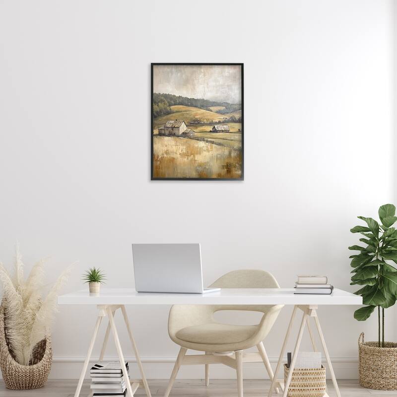 Stupell Rustic Farmland & Rolling Hills Framed Giclee Art Design By Petal Prints Design