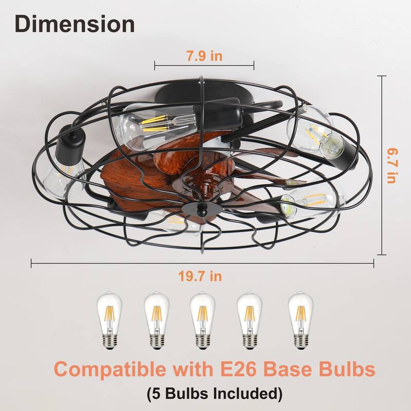 Adjustable Speed Case Ceiling Fans with Lights, Remote Control