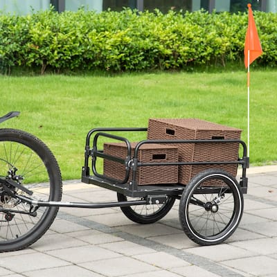 Aosom Bike Cargo Trailer Bike Wagon Bicycle Trailer with Suspension, Triple Safety Features, 16'' Wheels, 88 lbs Max Load