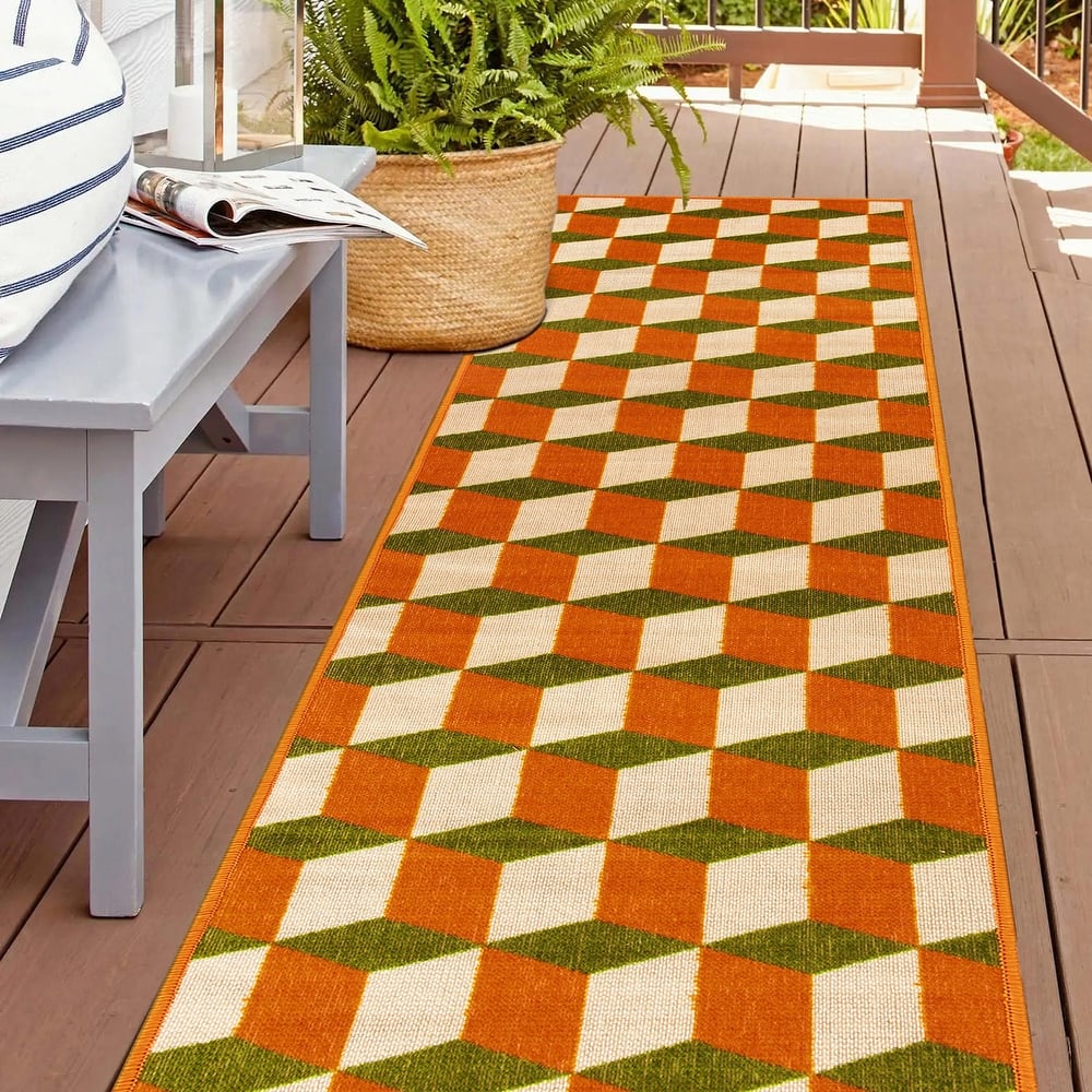 Contemporary Geometric Flatweave Indoor/Outdoor Area Rug
