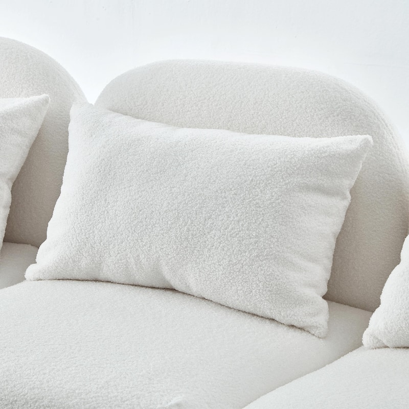 Teddy Fabric Three-Seat Lazy Sofa for Living Room