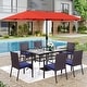 preview thumbnail 9 of 69, MAISON ARTS 7/8 Pieces Outdoor Patio Dining Set, 6 PE Rattan Chairs with Cushions and 1 Rectangle Metal Table
