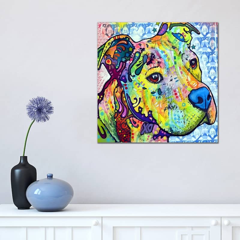 iCanvas "Thoughtful Pit Bull This Years I" by Dean Russo Canvas Print - 18x18x1.5