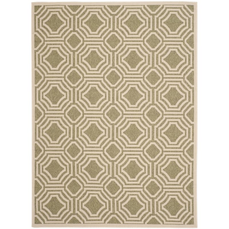 SAFAVIEH Veranda Indoor/ Romy Outdoor Waterproof Patio Backyard Rug - 6'7" x 9' - Green/Creme