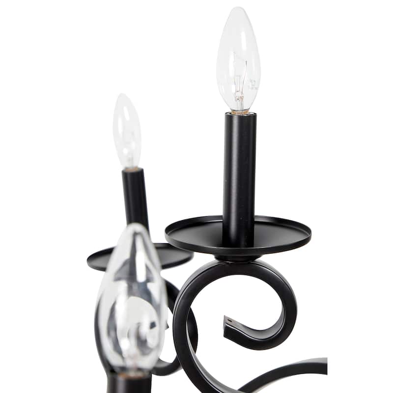 Metal Antique Style Holding 12 or 18 Light Chandelier with Scrolls - Black - Roche River Decor