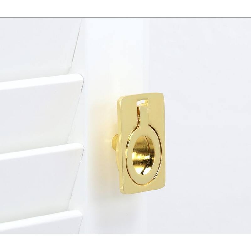 Utopia Alley Kent Cabinet Ring Pull Knob - Vintage Cabinet Polished Gold Hardware with Hand, 1.6"