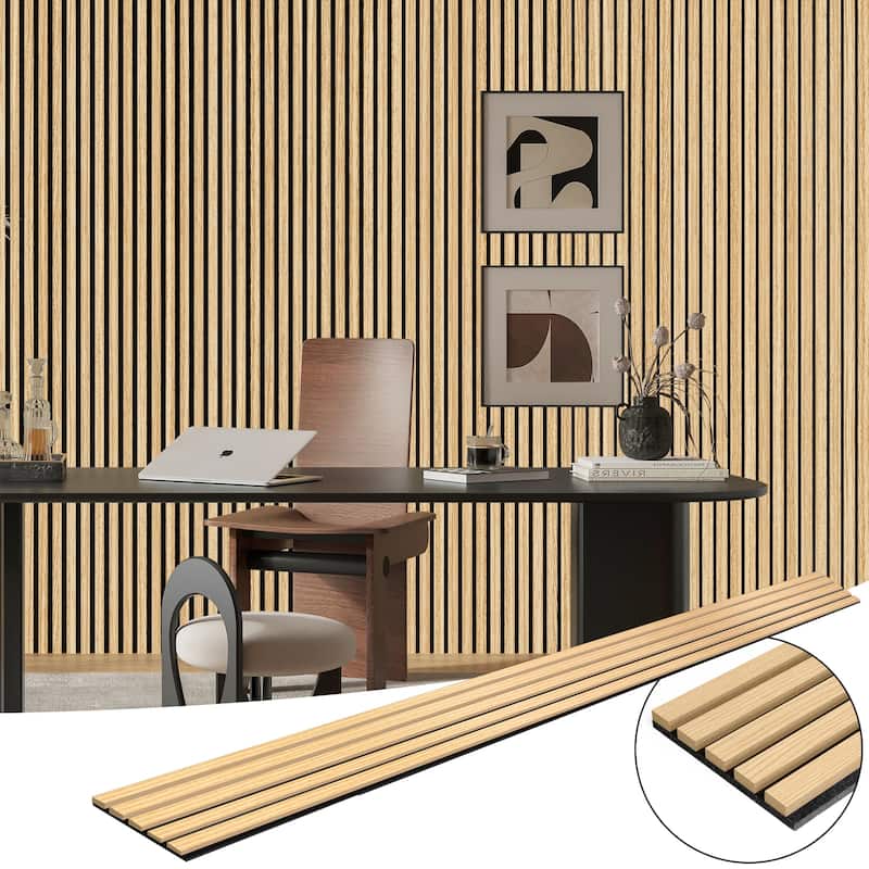 Art3d 7.9 x 94.5in Wood Slat Acoustic Panels,Acoustic Wall Cladding Siding Board,4pcs - Oak