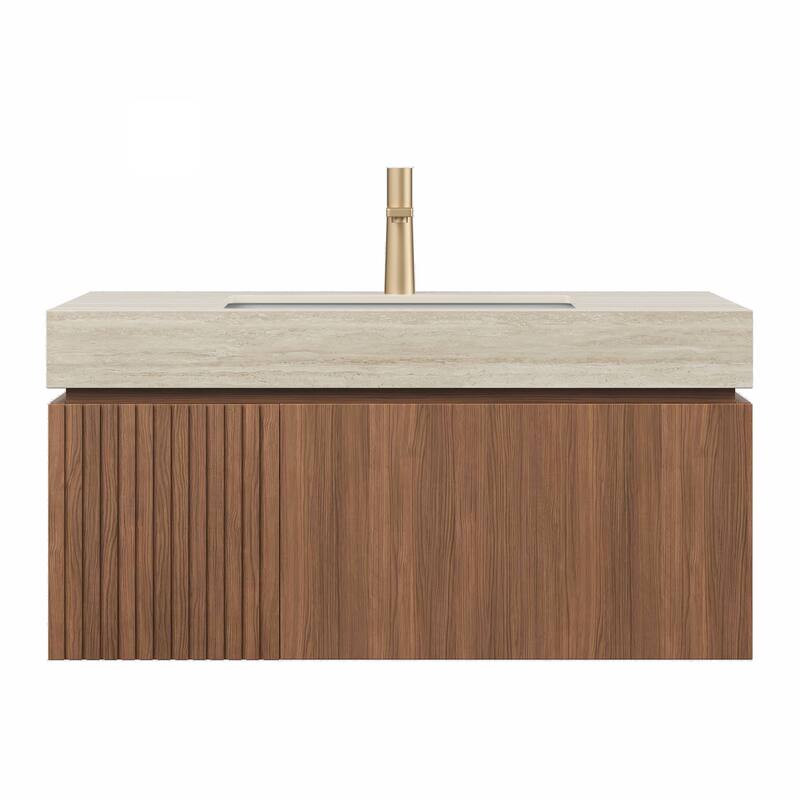 36" Bathroom Vanity with Sink, Wall-Mounted Plywood Bathroom Storage Cabinet with Drawer & Door