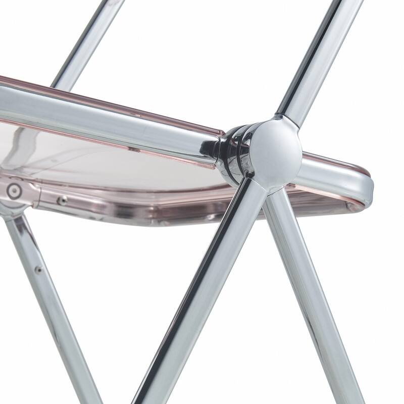 Lawrence Modern Foldable Acrylic Folding Chair with Accent Chrome Frame and Transparent Design for Home Living or Dining Room