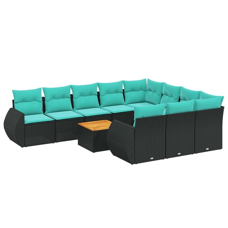 vidaXL Patio Sofa Set with Cushions Outdoor Furniture 11 Piece Poly Rattan - 24.4x 24.4x 27.2
