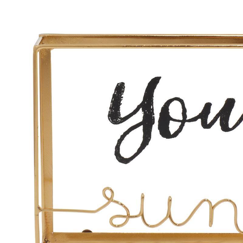 Gold Glass Contemporary Decorative Sign (Set of 2) - 14 x 2 x 6