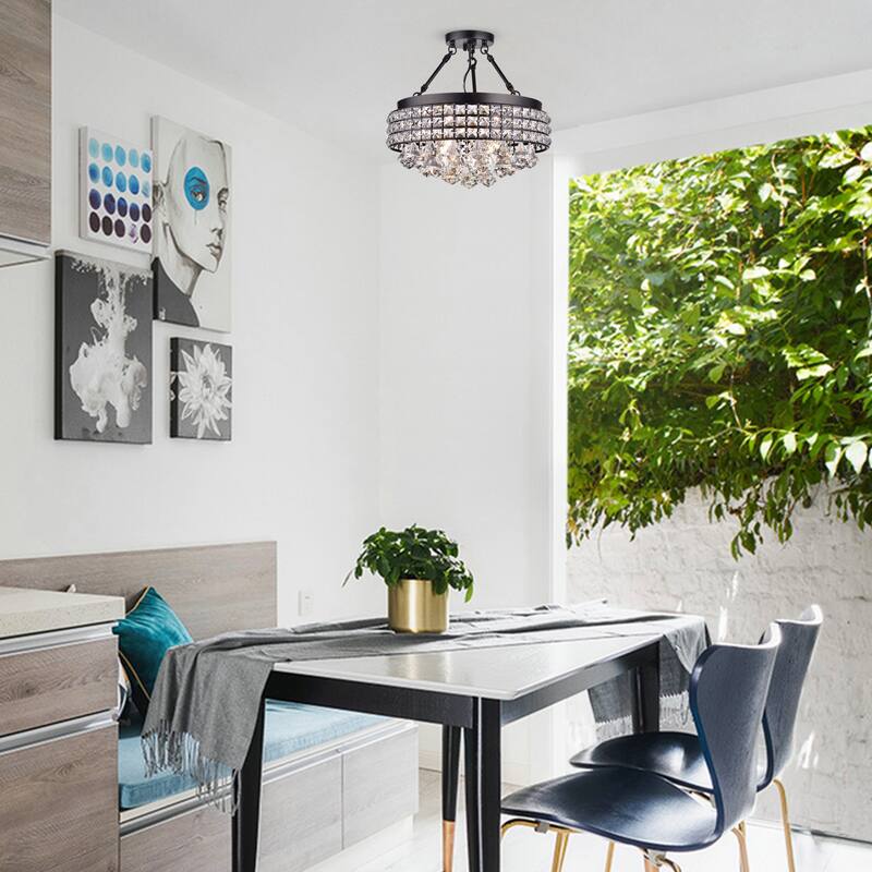 Leonce 4 - Light Chandelier Style Drum Semi Flush Mount